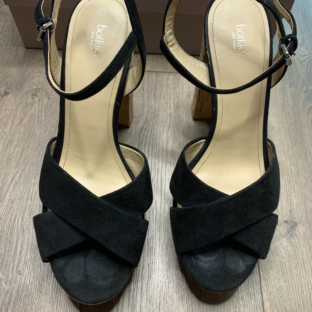 Botkier | Size 10 Black Velvet Open Toe Cork Heels - image 3